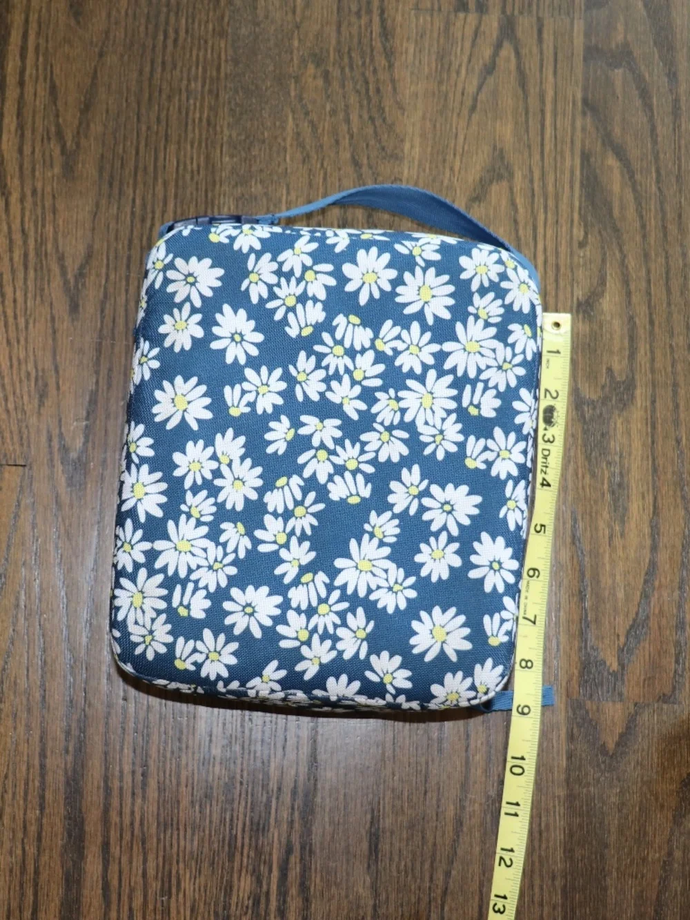 Lands End Insulated Soft-Sided Blue Lunch Box White Daisy Floral School EZ Wipe